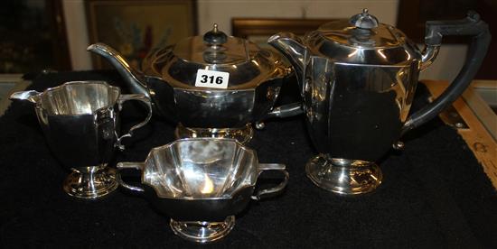 4 piece Deco silver tea set